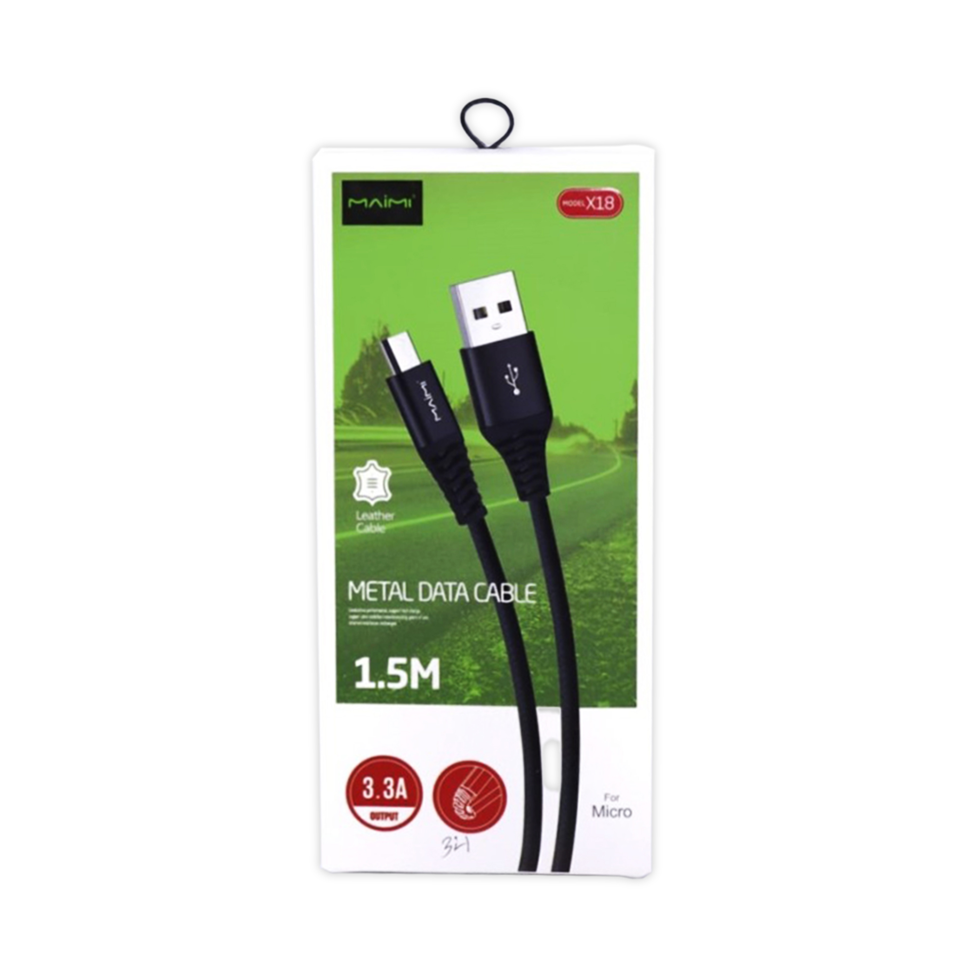 KABEL DATA MAIMI X18-MICRO-1.5M-BLACK/RED- 3.3A CHARGING SPEED ORIGINAL